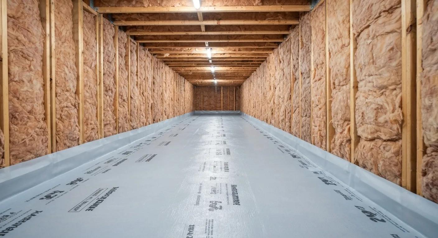A crawl space that has been encapsulated with a vapor barrier and insulation to effectively prevent mold.